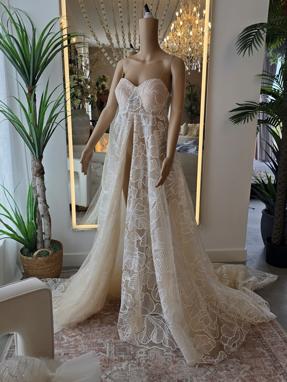 Strapless Floral Lace Maternity Gown in Ivory